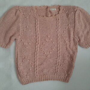 Ladies Mauve Short Sleeve Hand Knitted Sweater